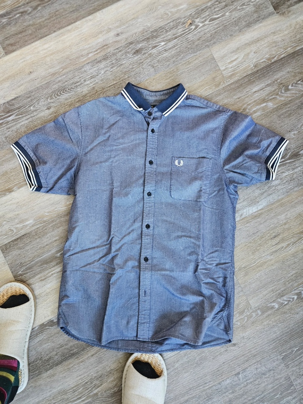 Fred Perry Blue Button Down Shirt Slim M